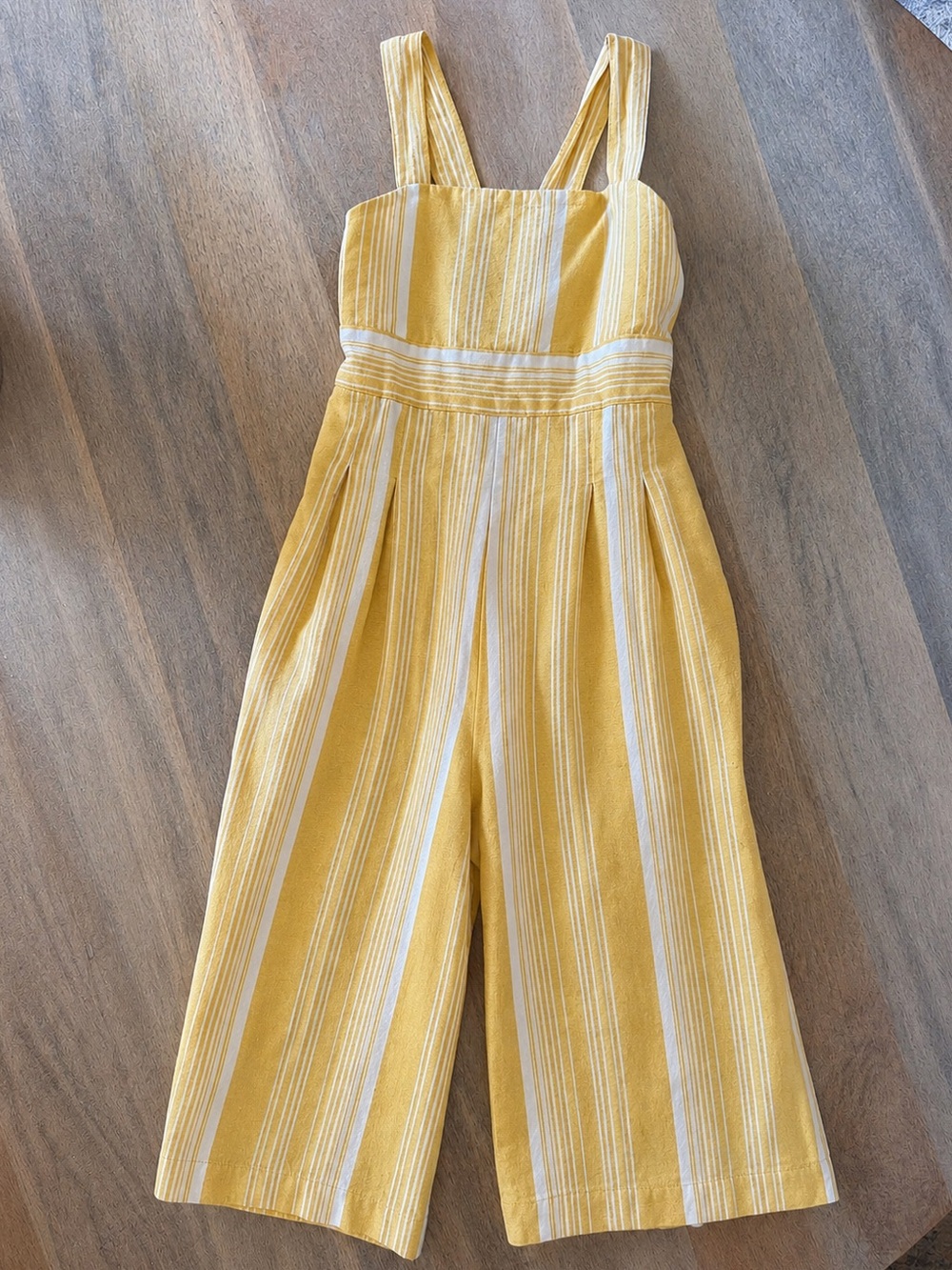 Tommy Bahama Girls 18M Yellow White Striped Cotton Jumpsuit Pockets